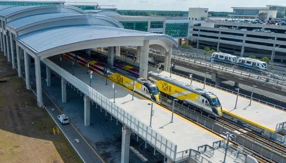 A photo of the Brightline Station